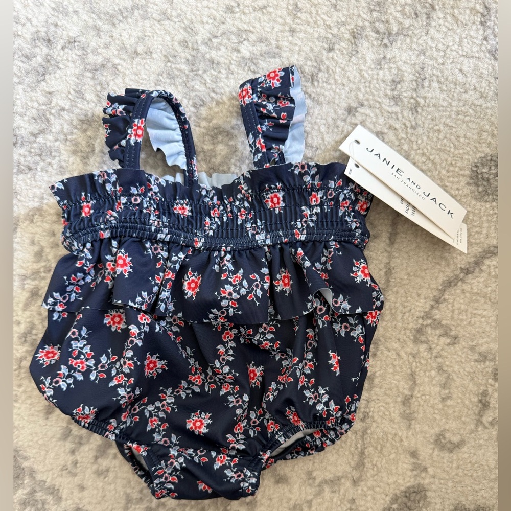 Janie and Jack Navy Floral Romper